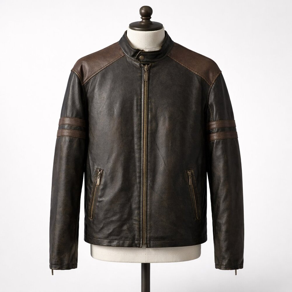 Men's Brown Leather Bomber Jacket
